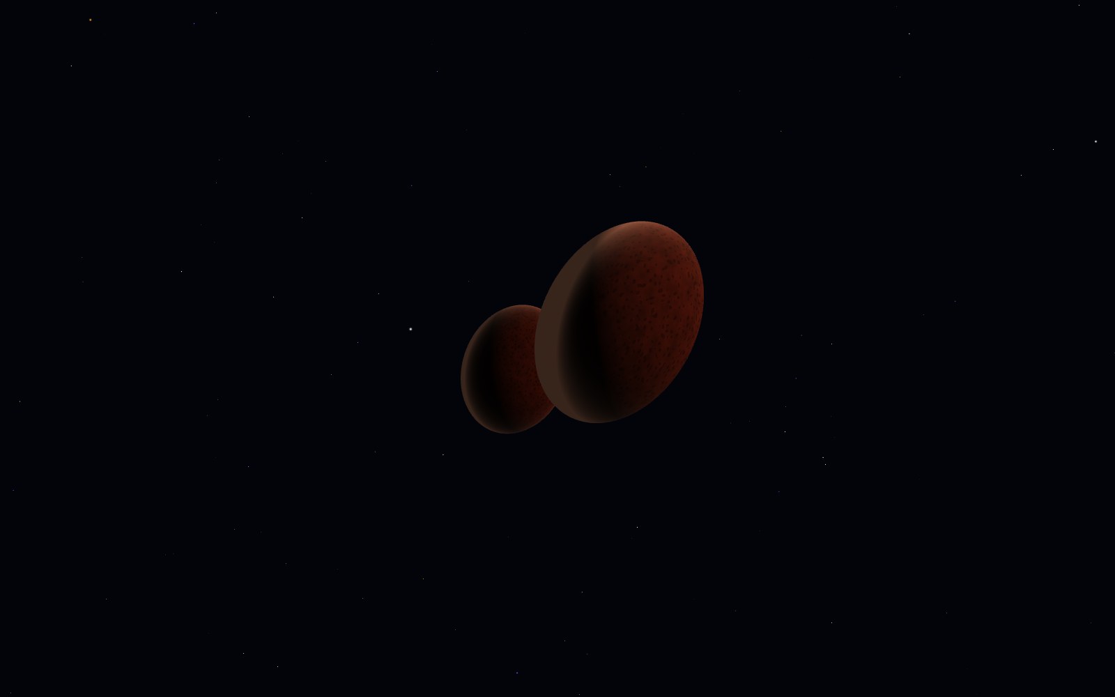 Arrokoth, 3D artist's impression, from another angle