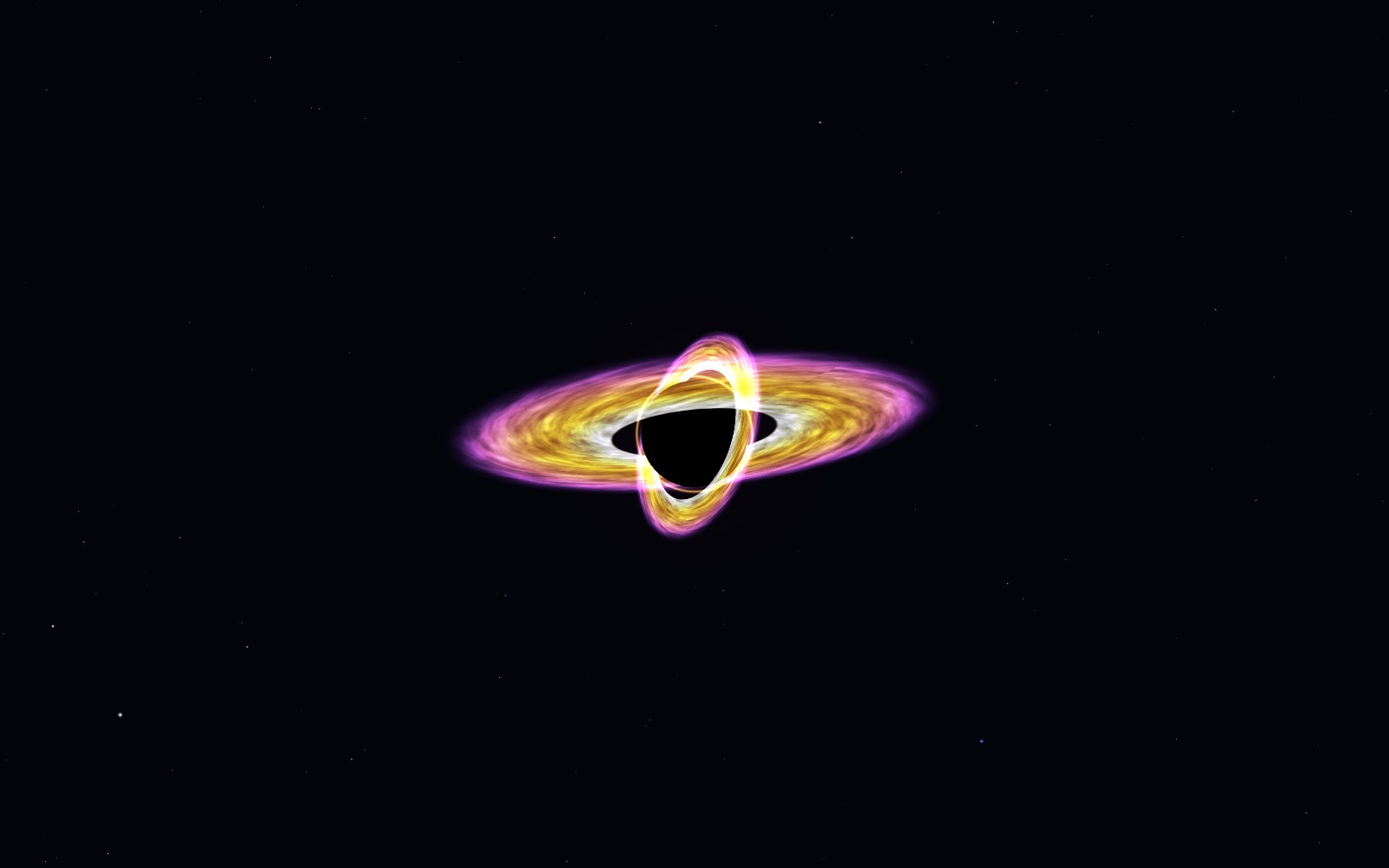 Black holes, 3D artist's impression, from another angle