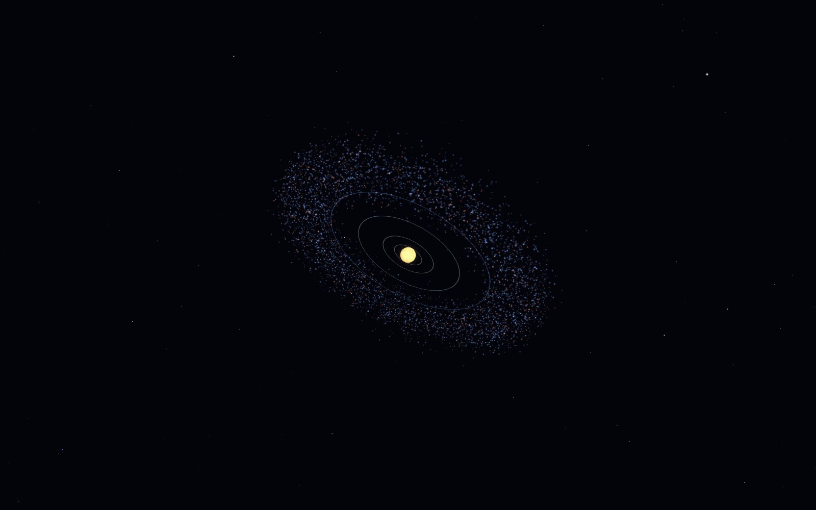 The Kuiper belt, 3D artist's impression, from another angle