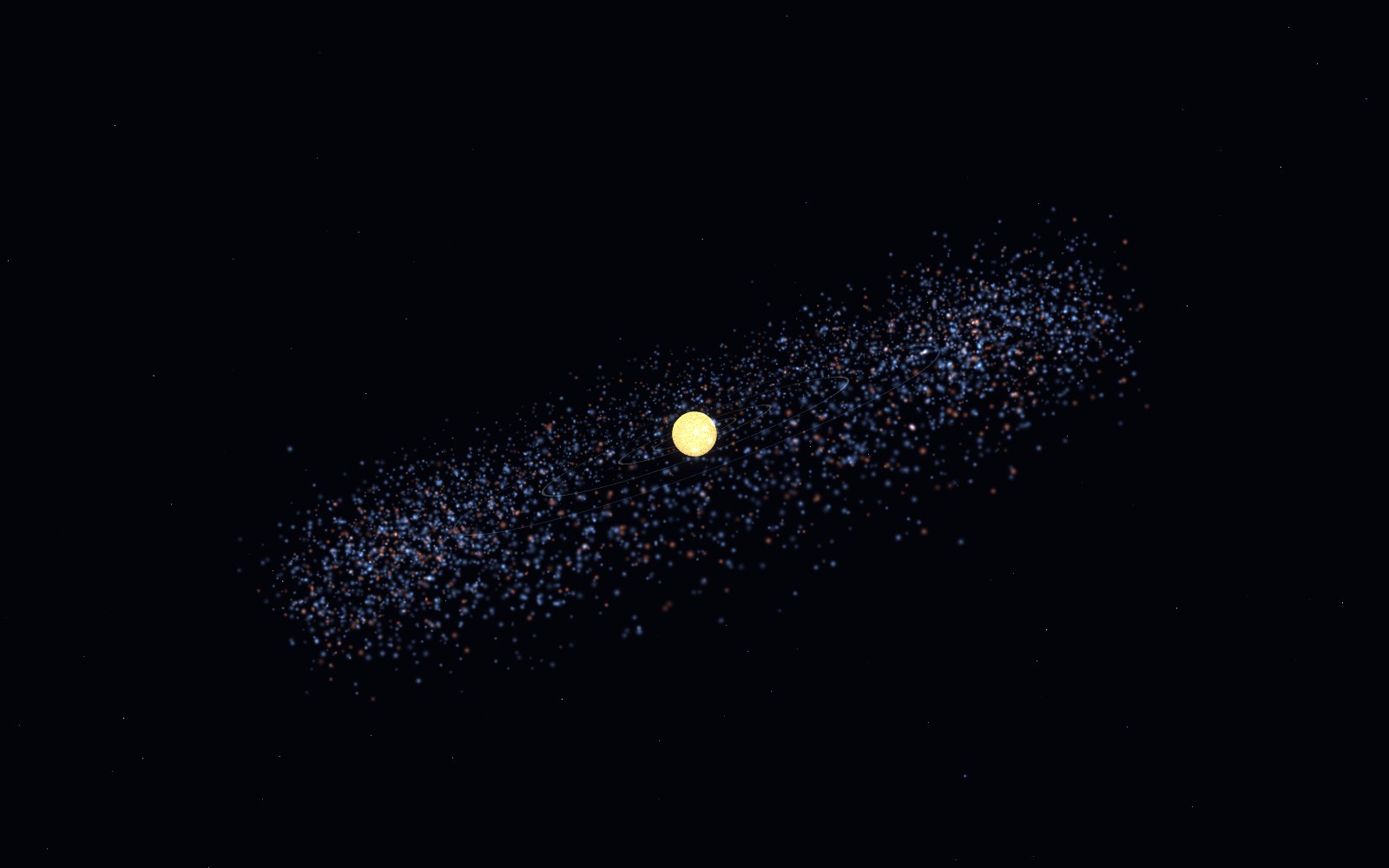 The Kuiper belt, 3D artist's impression, close-up