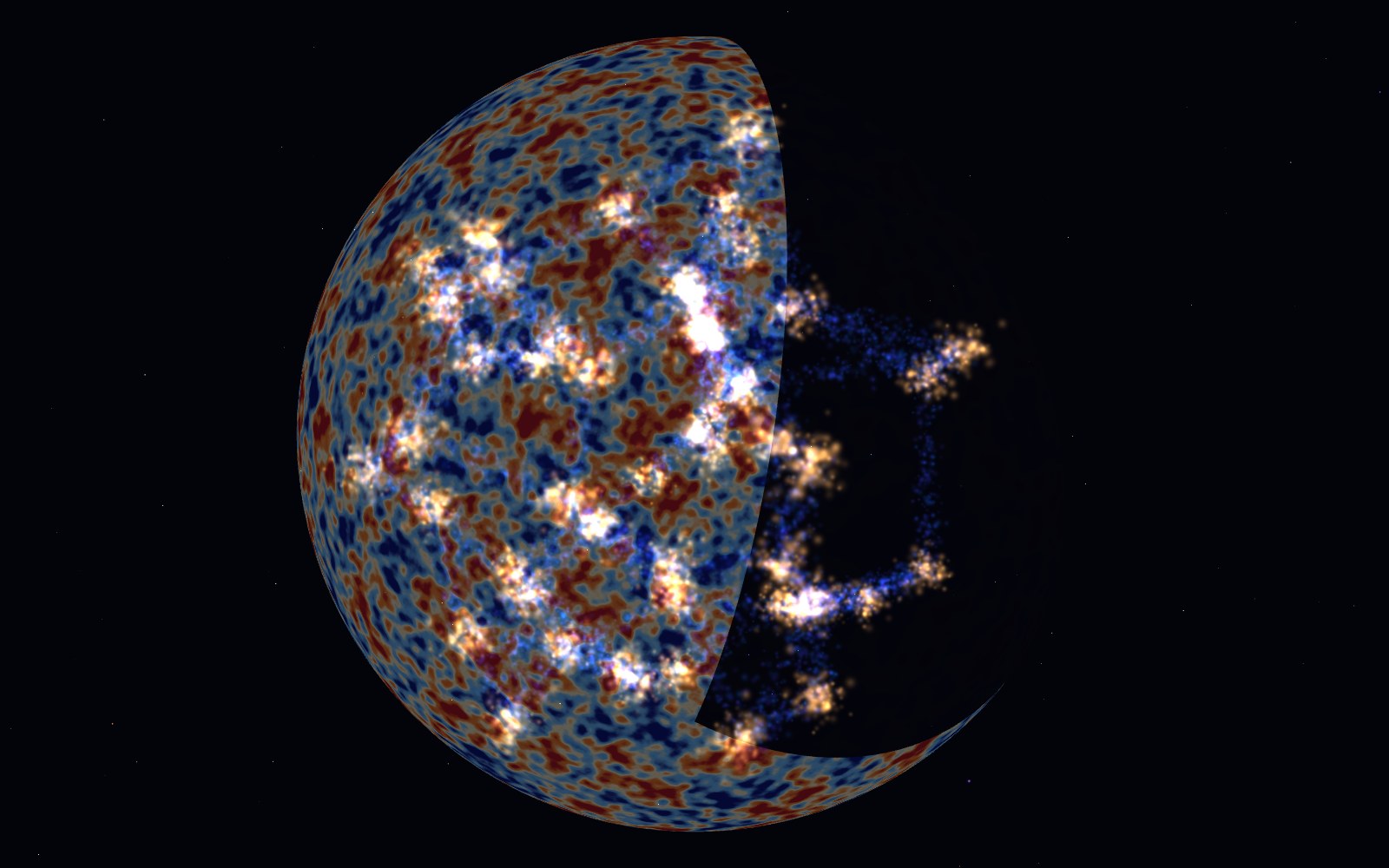 The observable universe, 3D artist's impression, close-up
