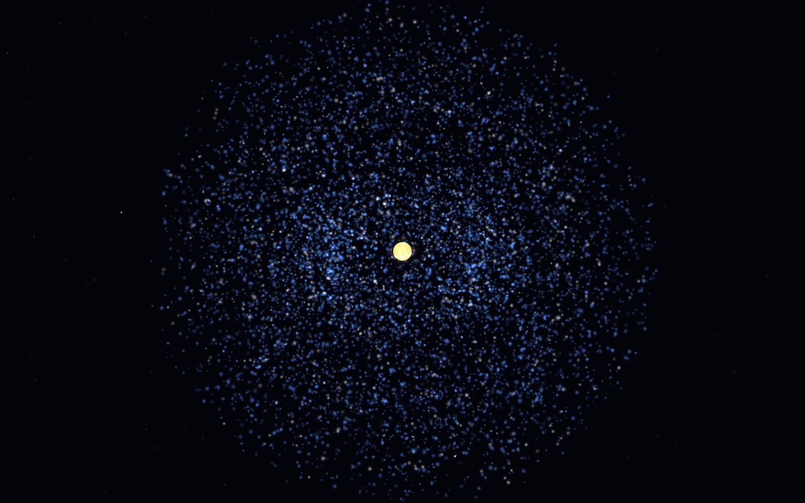 The Oort cloud, 3D artist's impression, close-up
