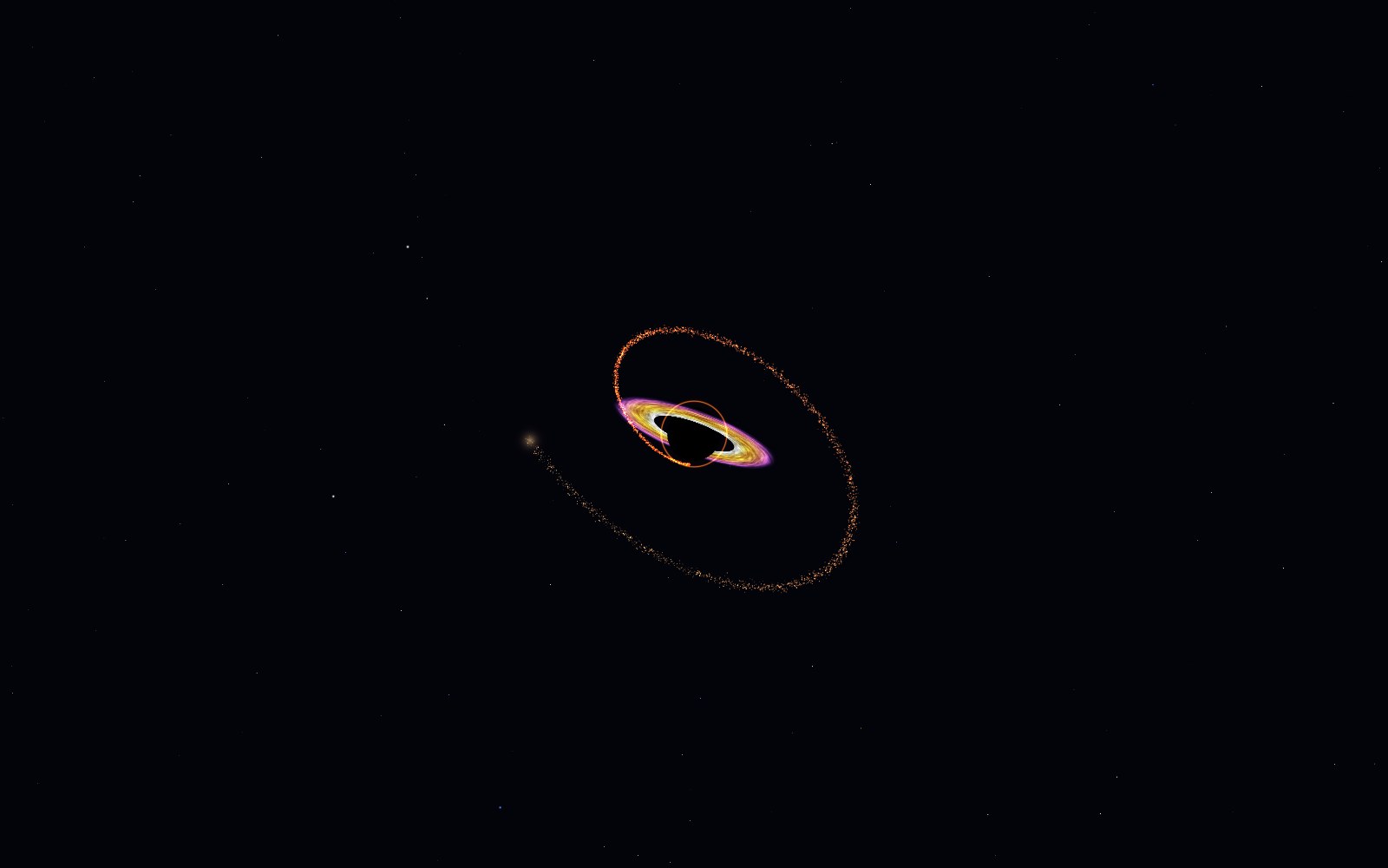 Spaghettification, 3D artist's impression, from another angle