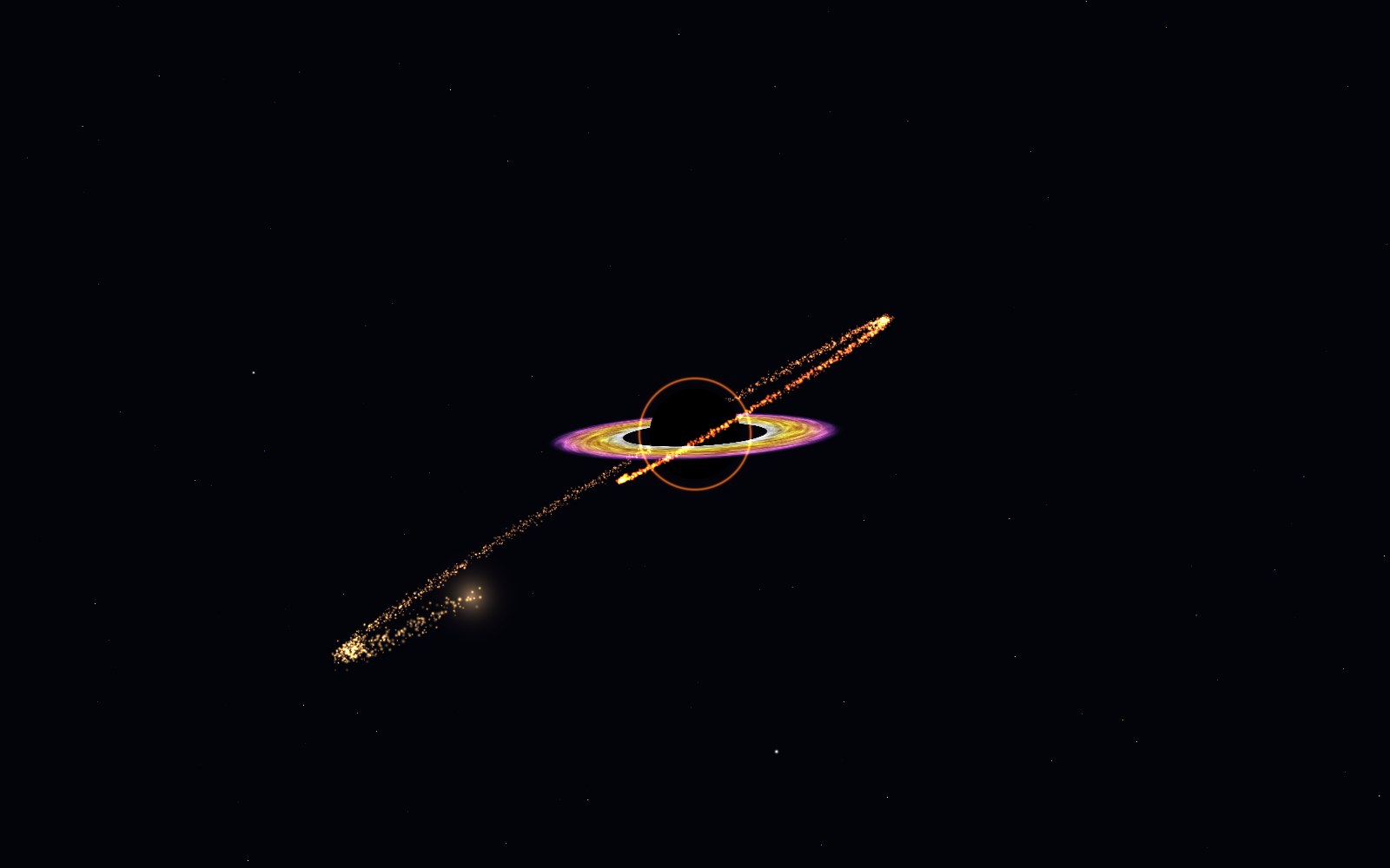 Spaghettification, 3D artist's impression, close-up