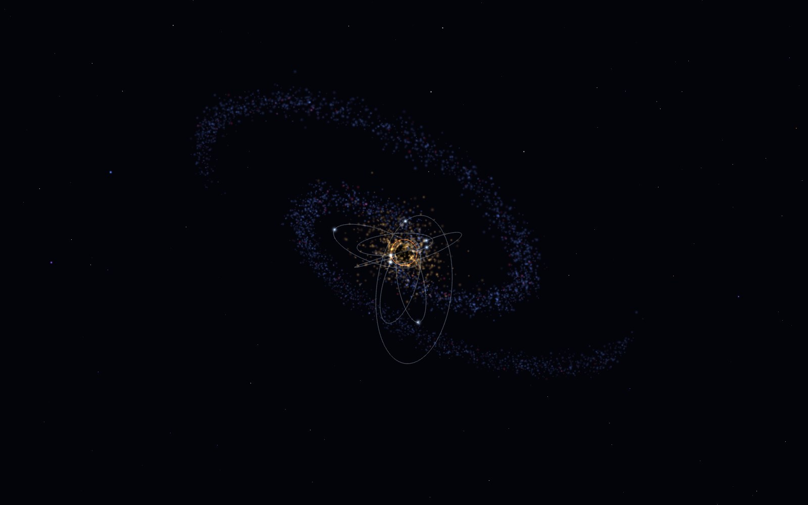 Supermassive black holes, 3D artist's impression, from another angle